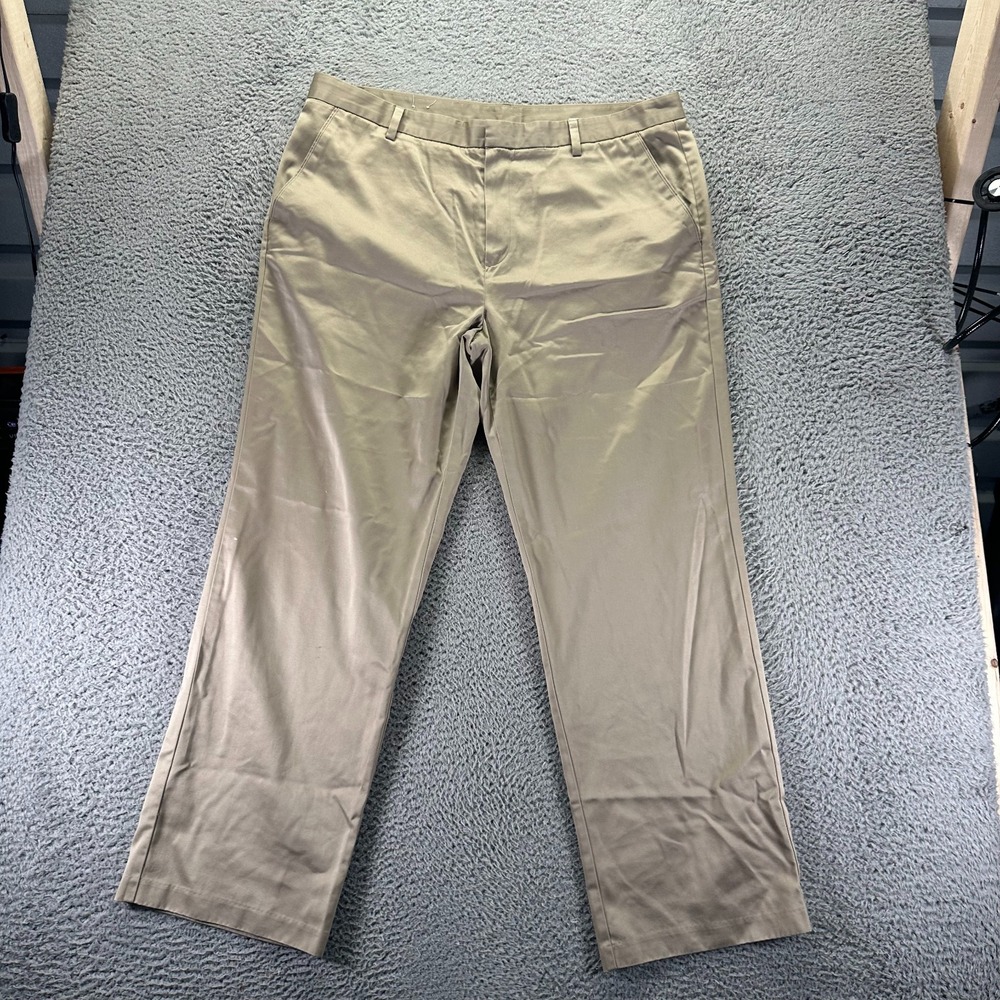 Ashworth Pant Mens 40x32 Beige Cotton Chino Straight Business Preppy Office